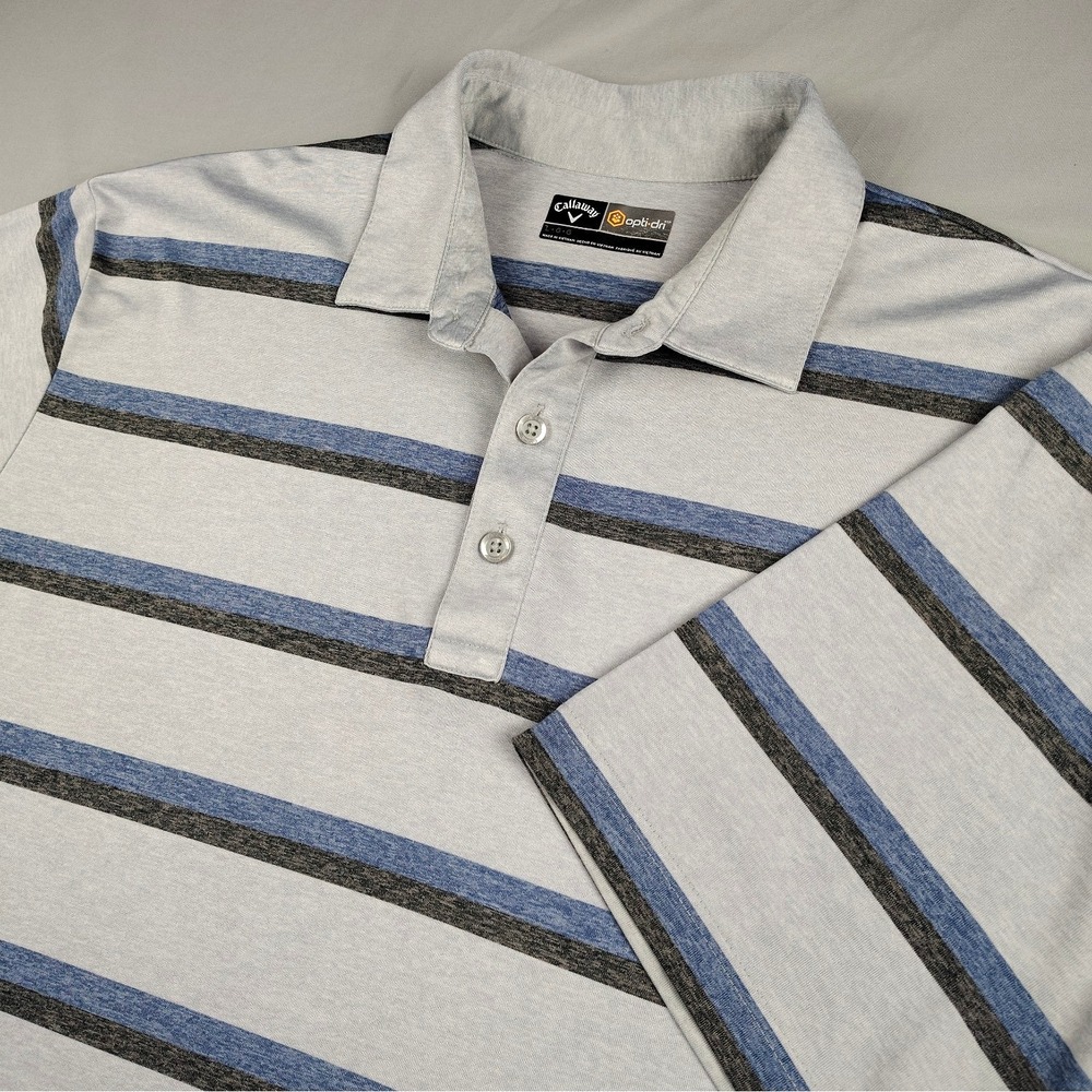Callaway Golf Polo Shirt Mens Large Gray Opti Dri Performance Moisture Wicking